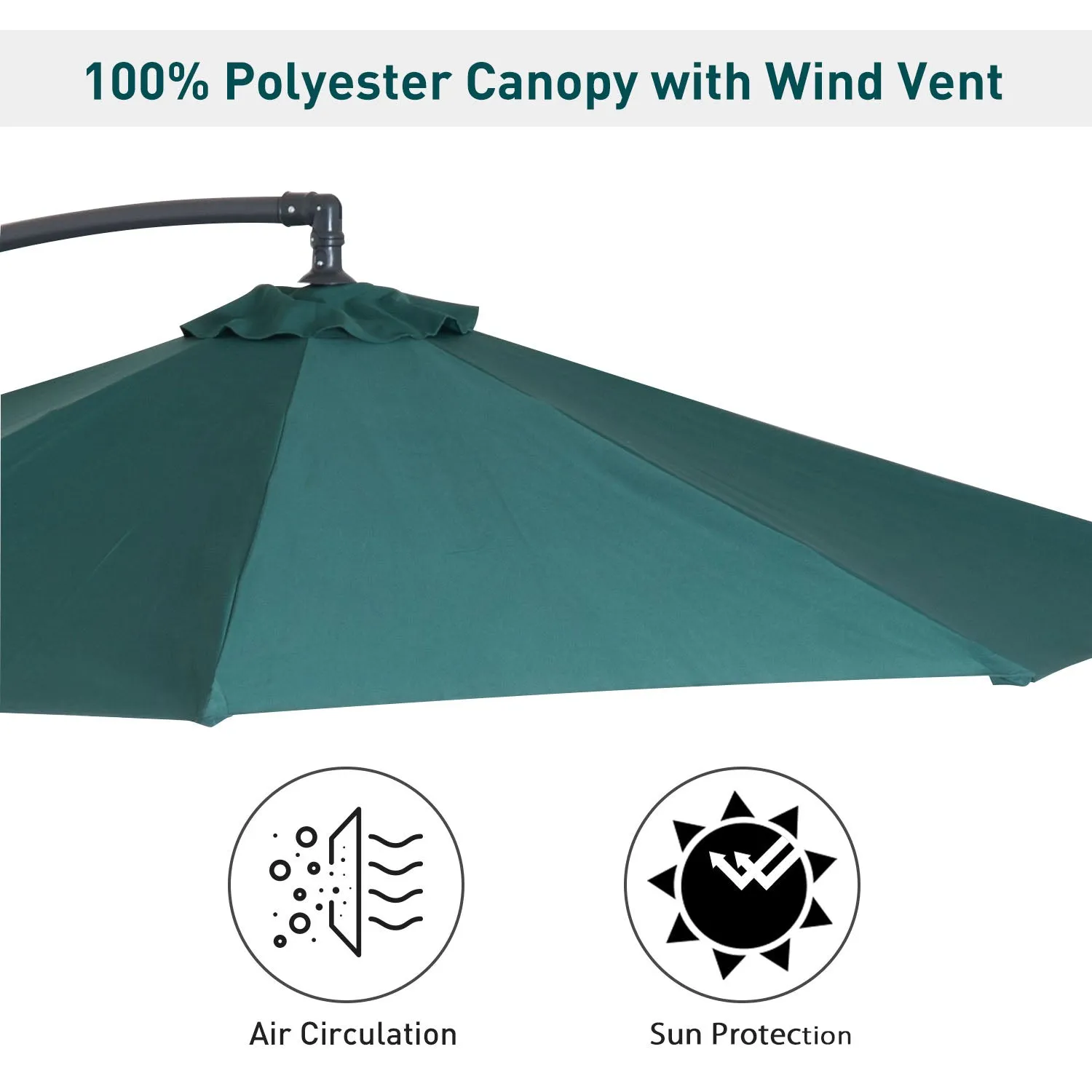 10' Hanging Patio Garden Umbrella - Dark Green