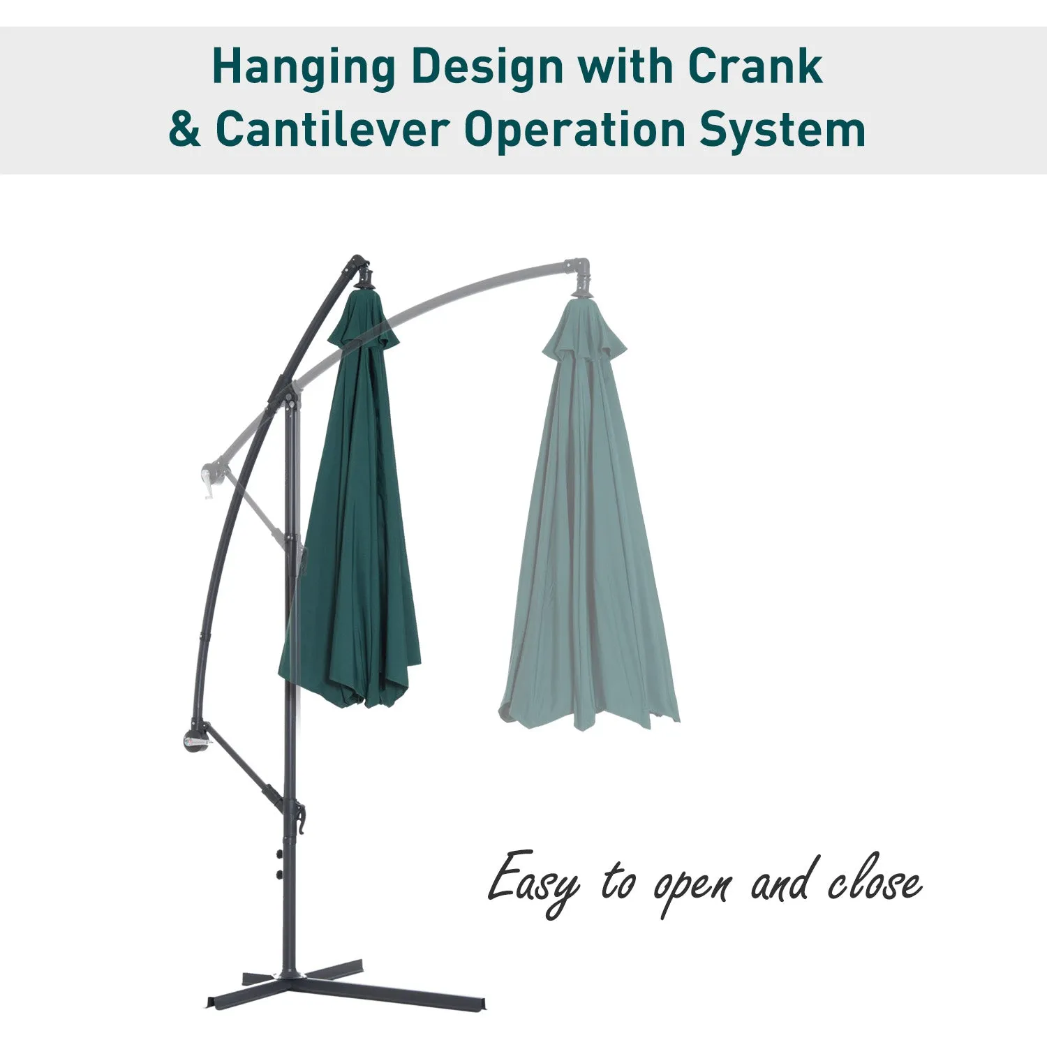 10' Hanging Patio Garden Umbrella - Dark Green