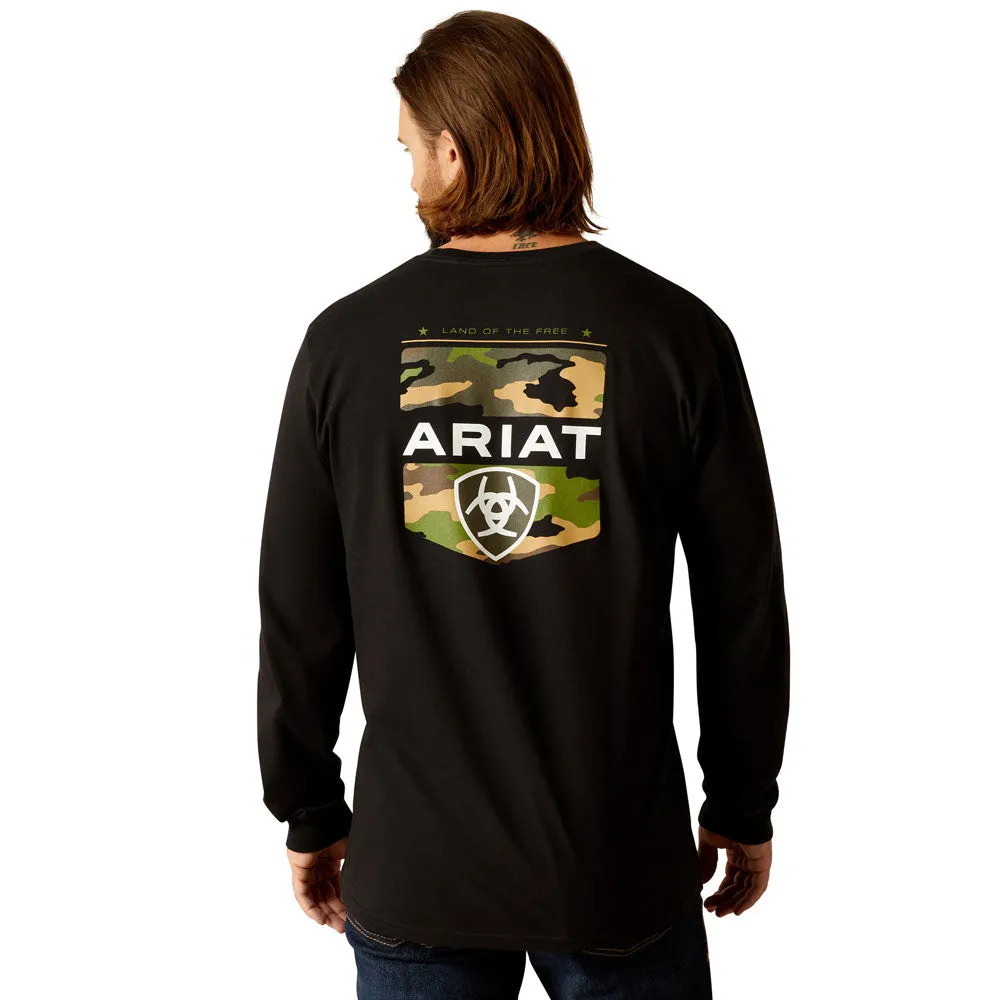 10052035 Ariat Men's Ariat Lotf Camo Shield Long Sleeve T-Shirt - Black