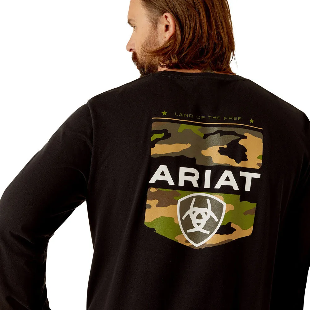 10052035 Ariat Men's Ariat Lotf Camo Shield Long Sleeve T-Shirt - Black