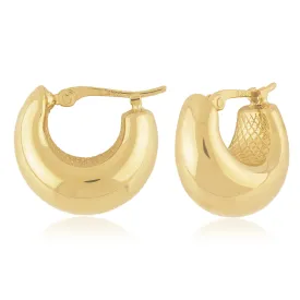 14k Yellow Gold Extra-Small Puff Bottom Hoop Earrings