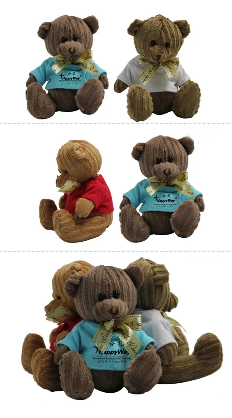 16cm Teddy Bear Plush Toy With Vertical Striped Fur