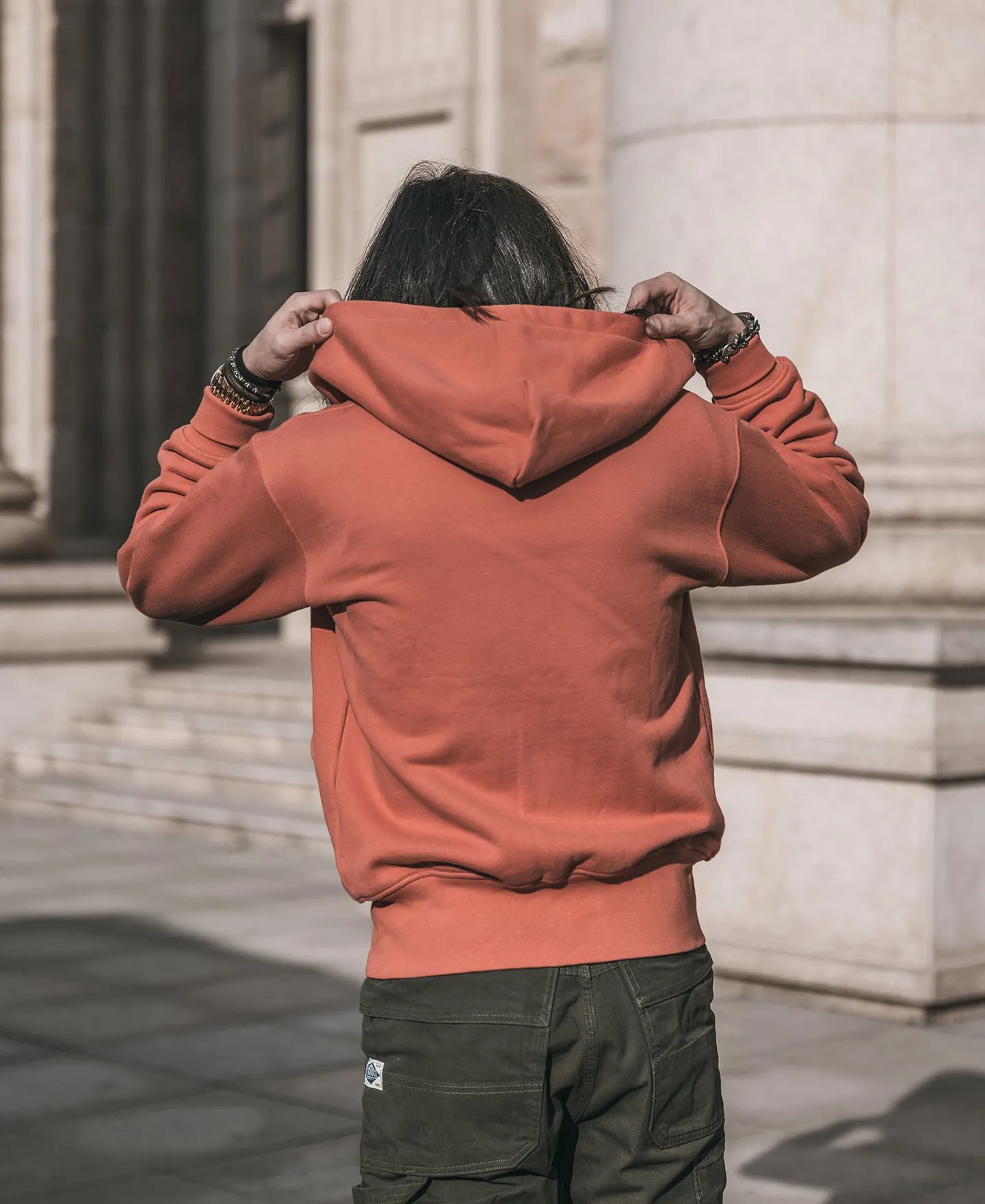 17.5 oz Terry Cloth Zip-Up Hoodie - Brick Red