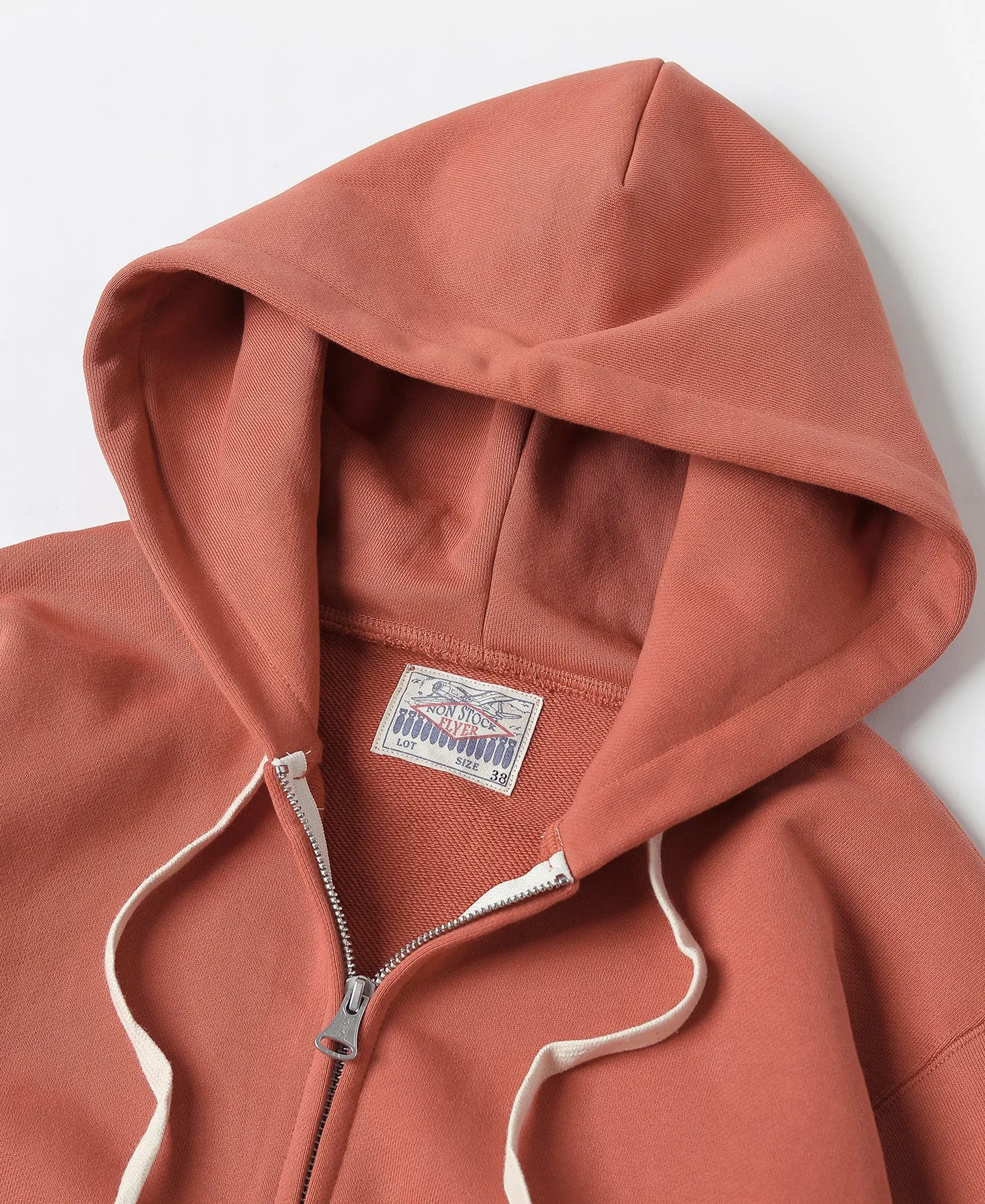 17.5 oz Terry Cloth Zip-Up Hoodie - Brick Red