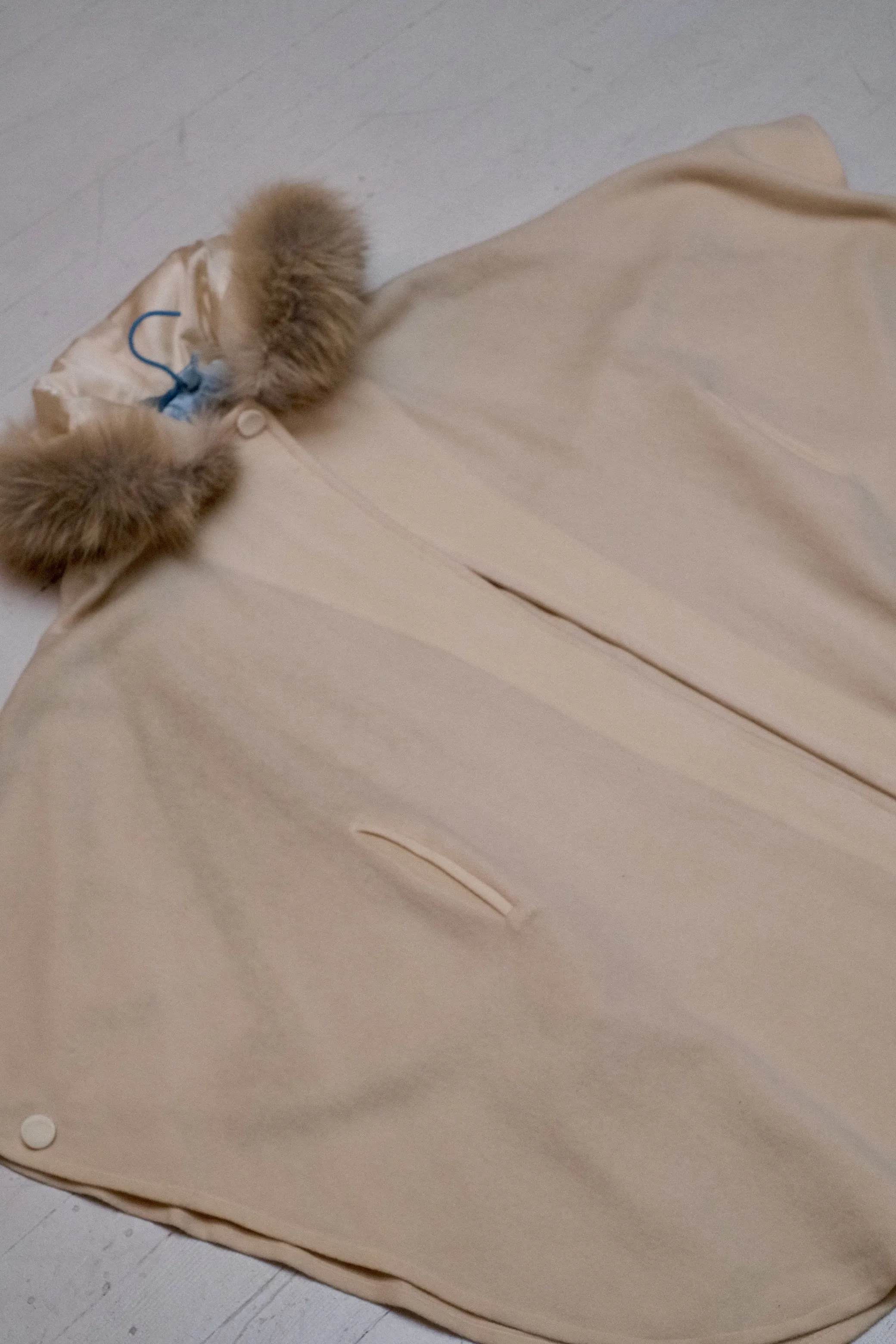 1980s Fur Hooded Ivory Cape