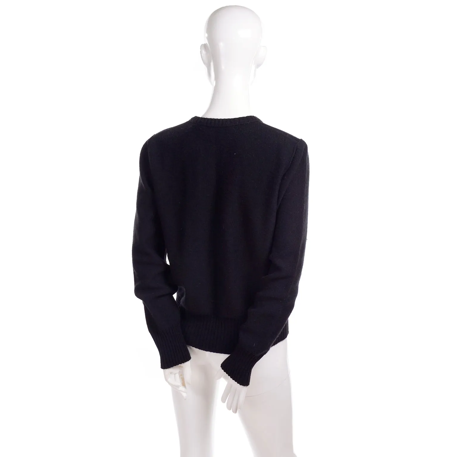 1980s Sonia Rykiel Kiss Vintage Lips Sweater in Black Angora Wool Blend