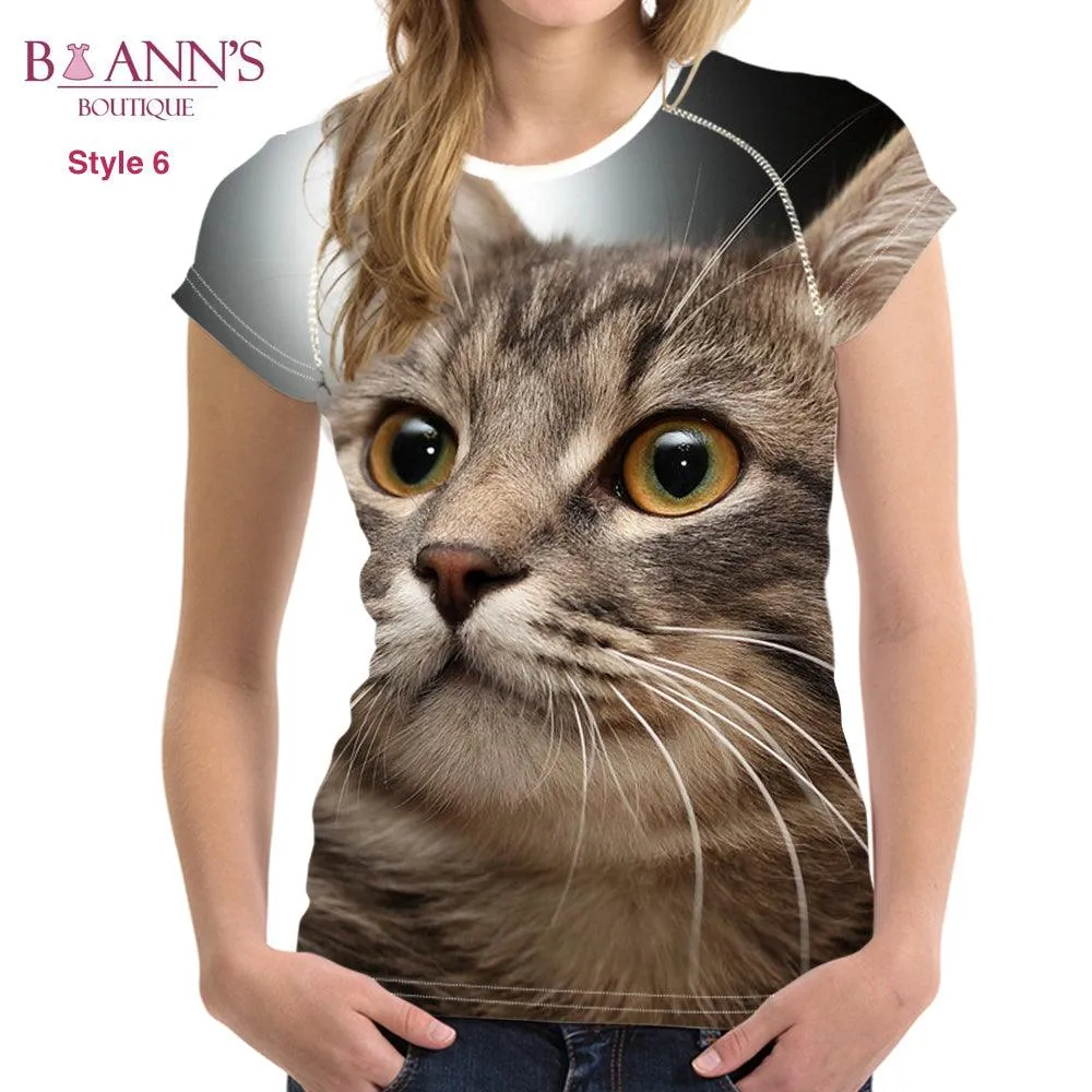 3D CAT FACE TEE