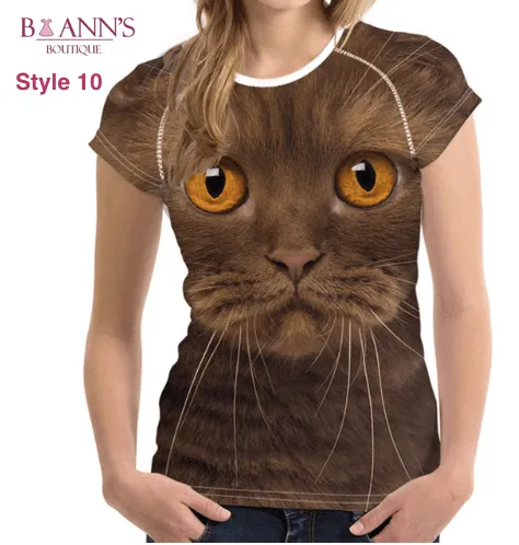 3D CAT FACE TEE