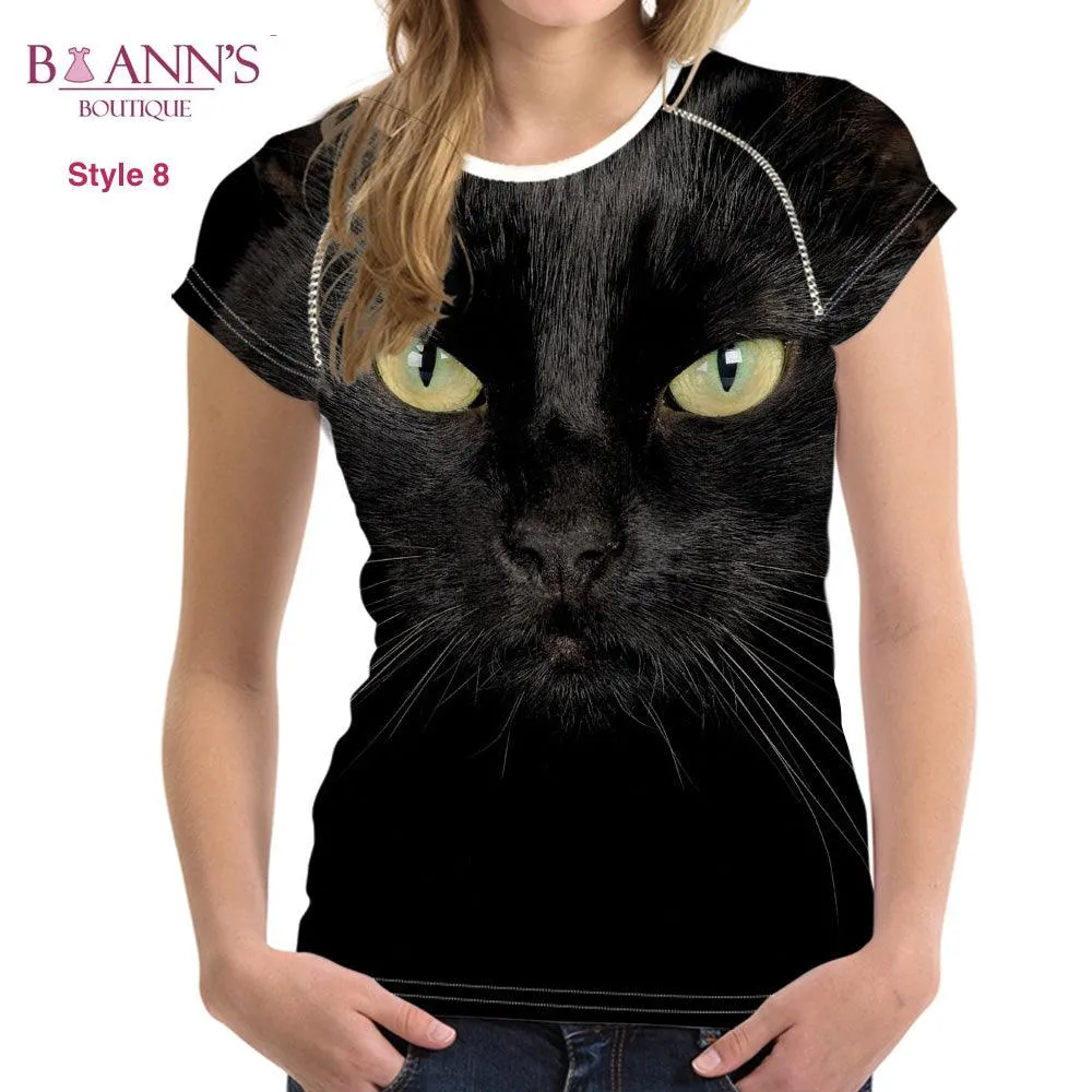 3D CAT FACE TEE