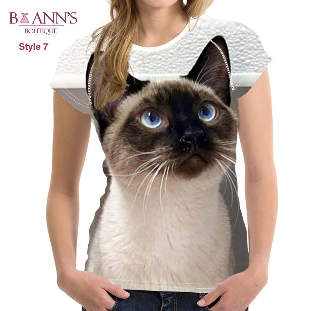 3D CAT FACE TEE