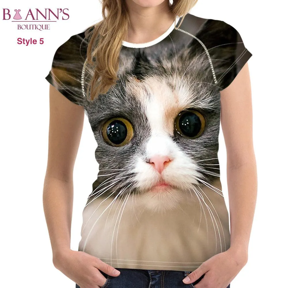 3D CAT FACE TEE