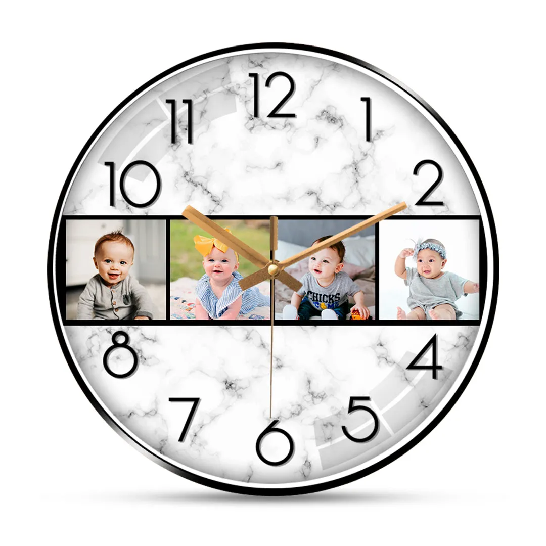 4 Photo Customized Collage Wall Clock