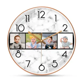 4 Photo Customized Collage Wall Clock