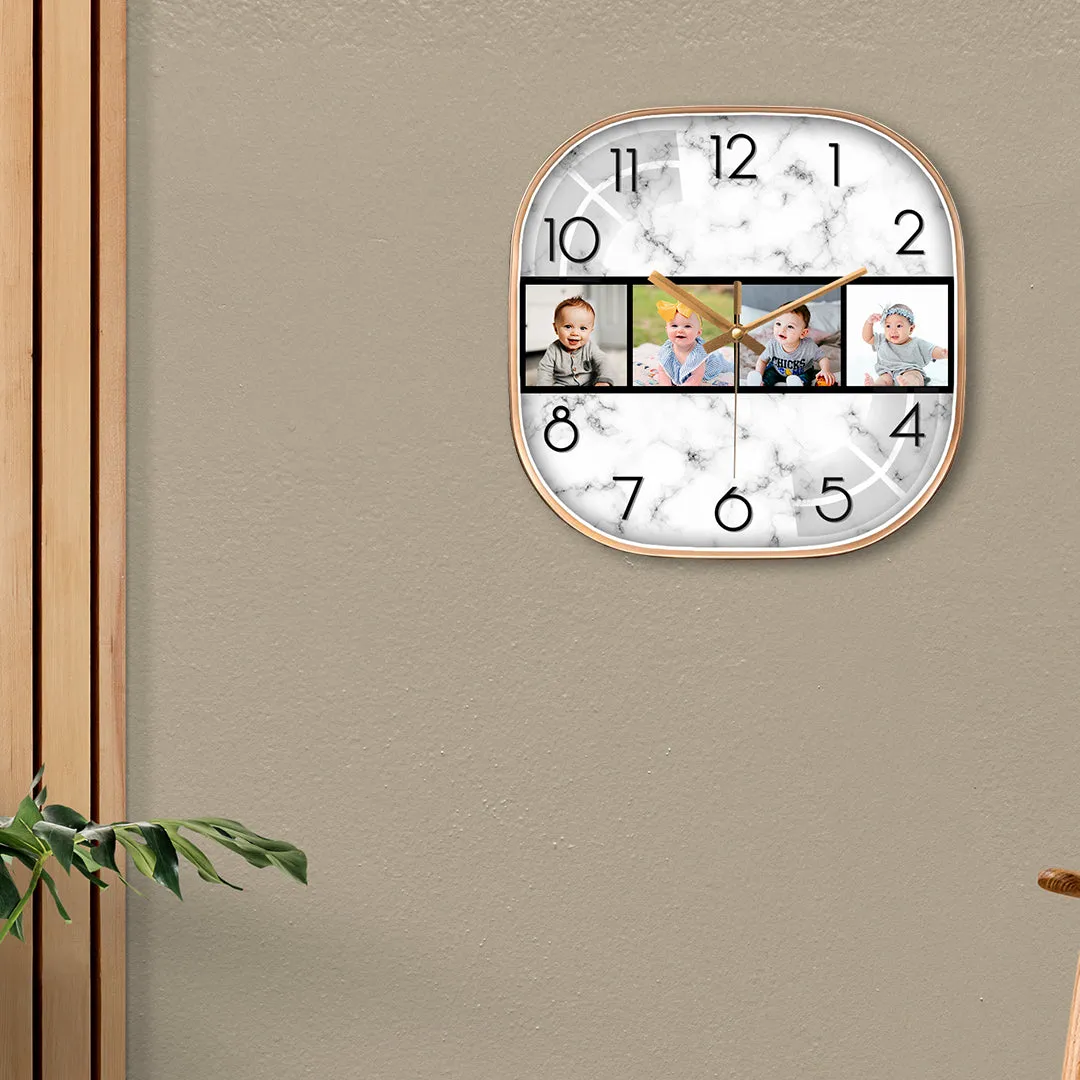 4 Photo Customized Collage Wall Clock