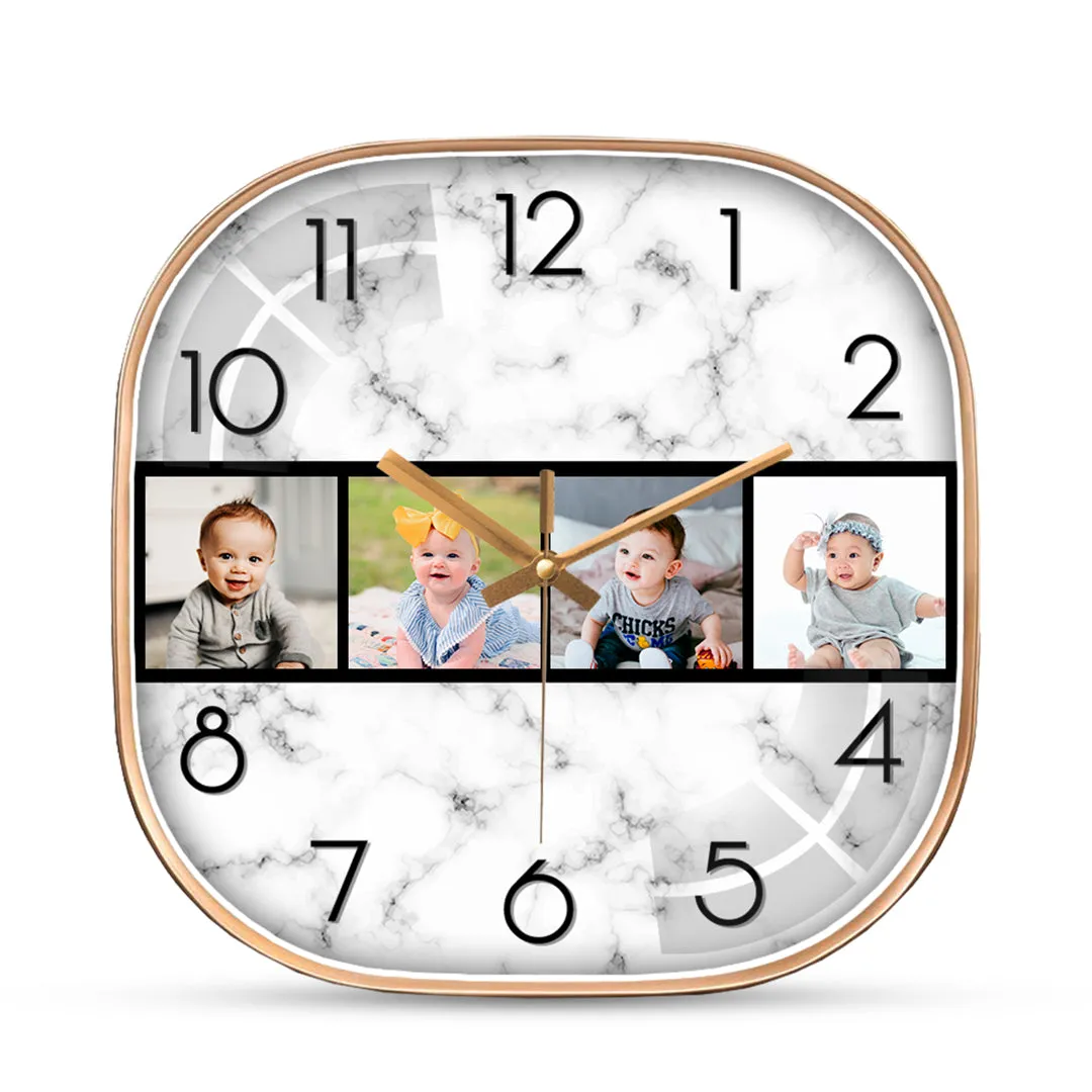 4 Photo Customized Collage Wall Clock