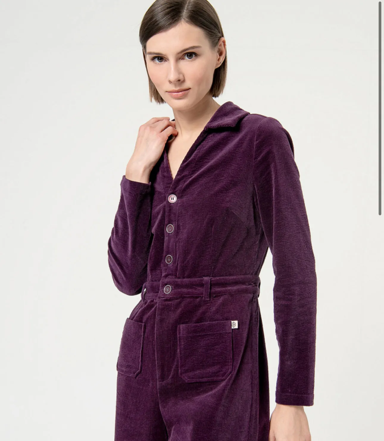 564SEMO821 Purple Corduroy Jumpsuit