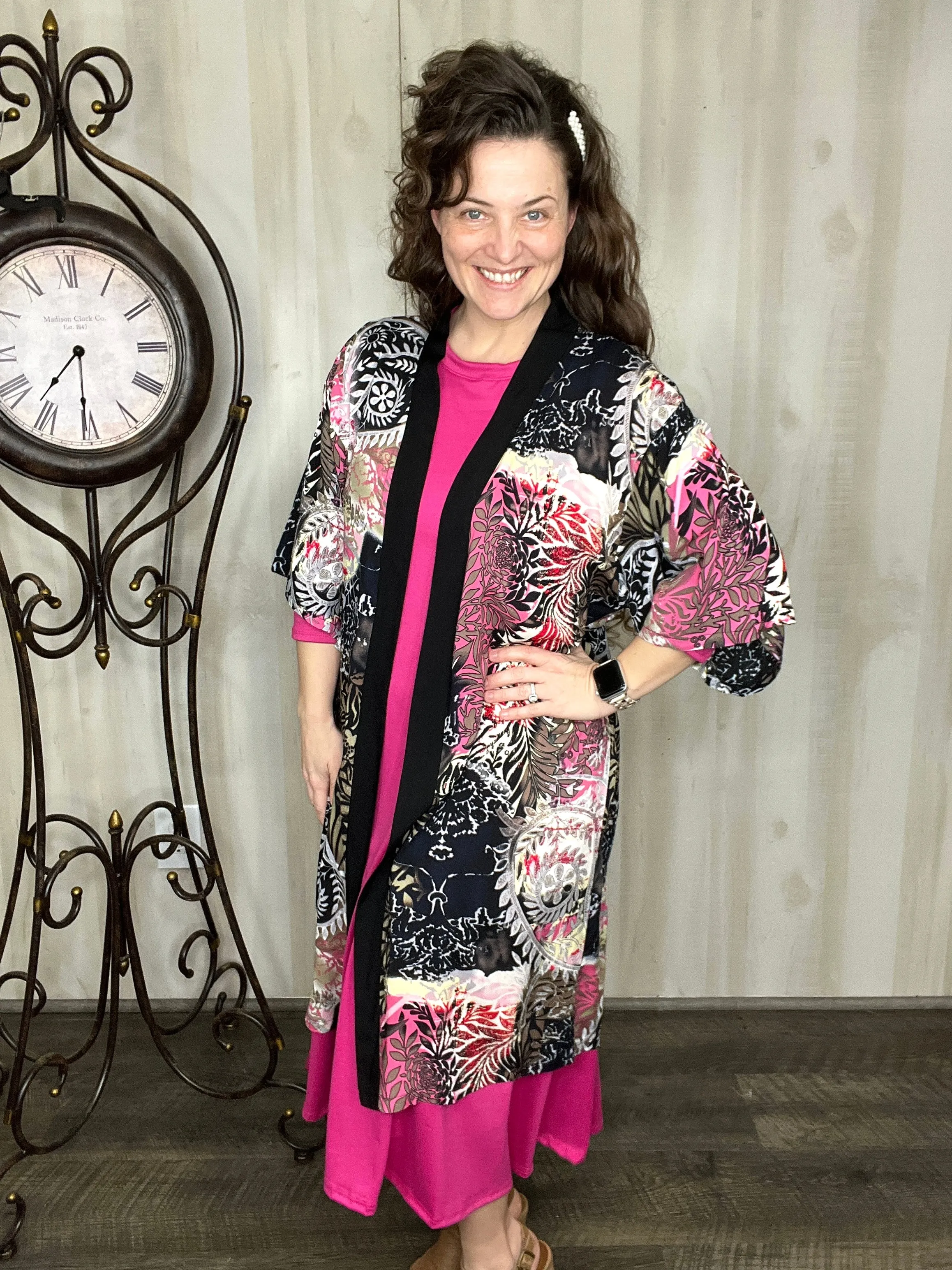 Abstract & Floral Kimono/Cardigan