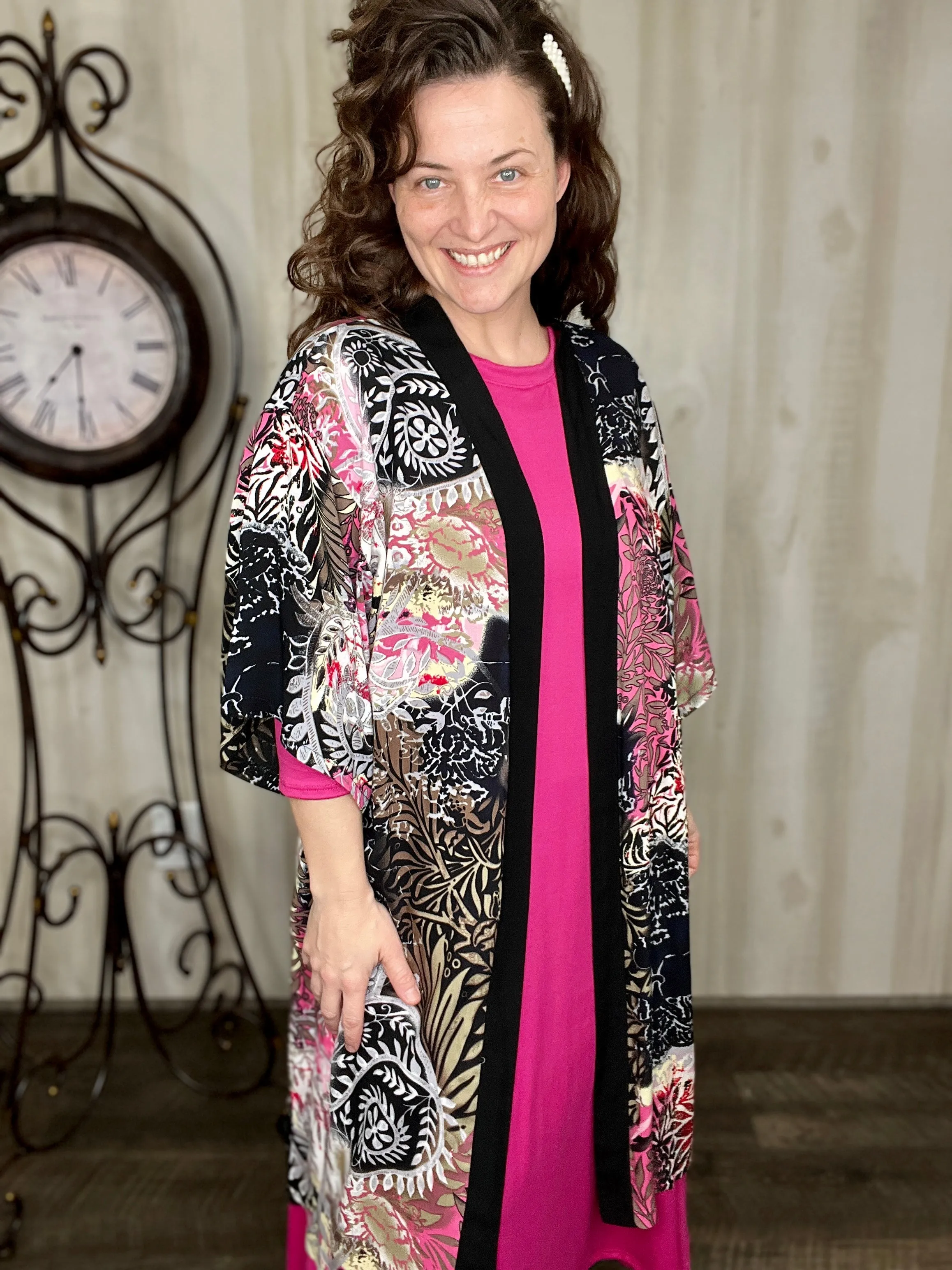 Abstract & Floral Kimono/Cardigan