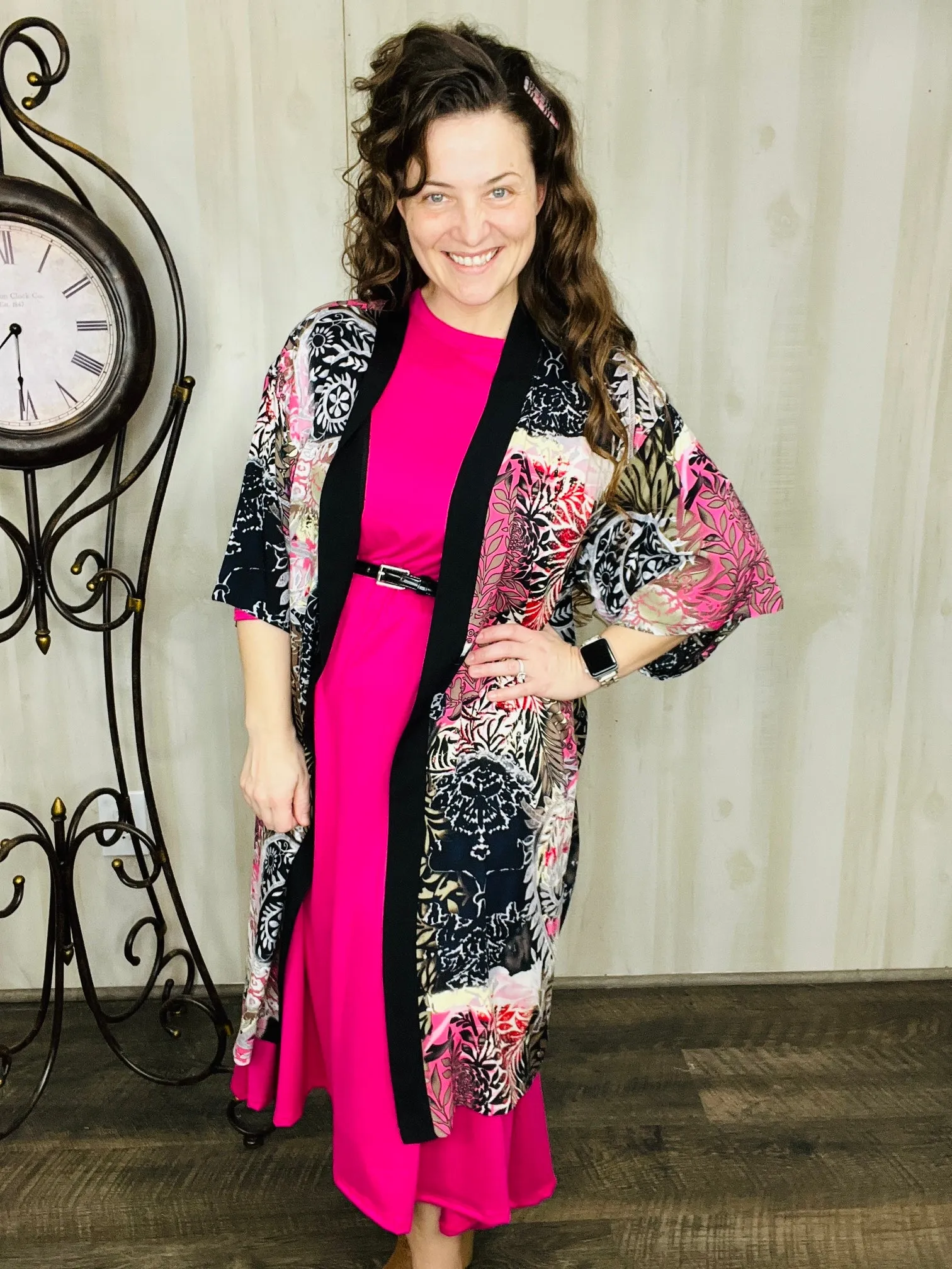 Abstract & Floral Kimono/Cardigan