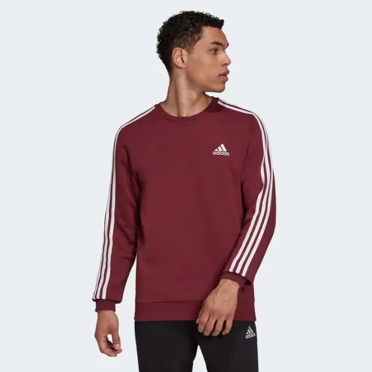 AD - Men 'Burgundy' Essentials 3 Stripes Terry Sweatshirt AD259