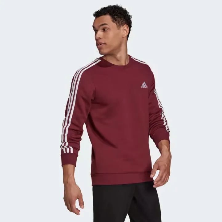 AD - Men 'Burgundy' Essentials 3 Stripes Terry Sweatshirt AD259