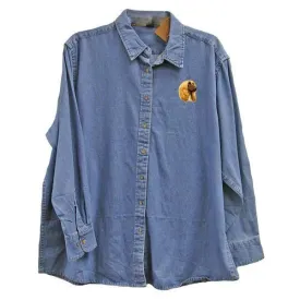 Afghan Hound Embroidered Ladies Denim Shirts