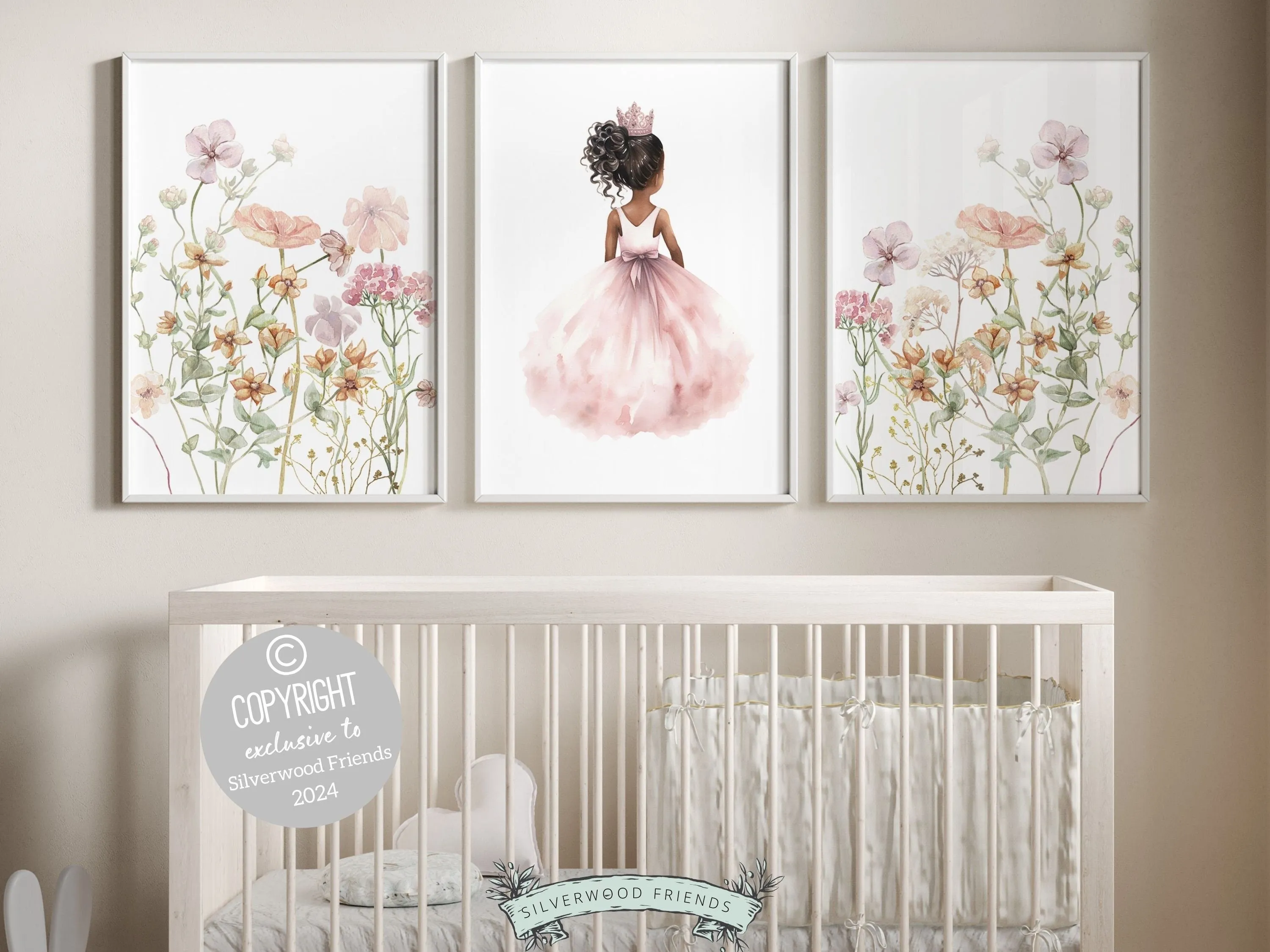 African American Princess Nursery Prints