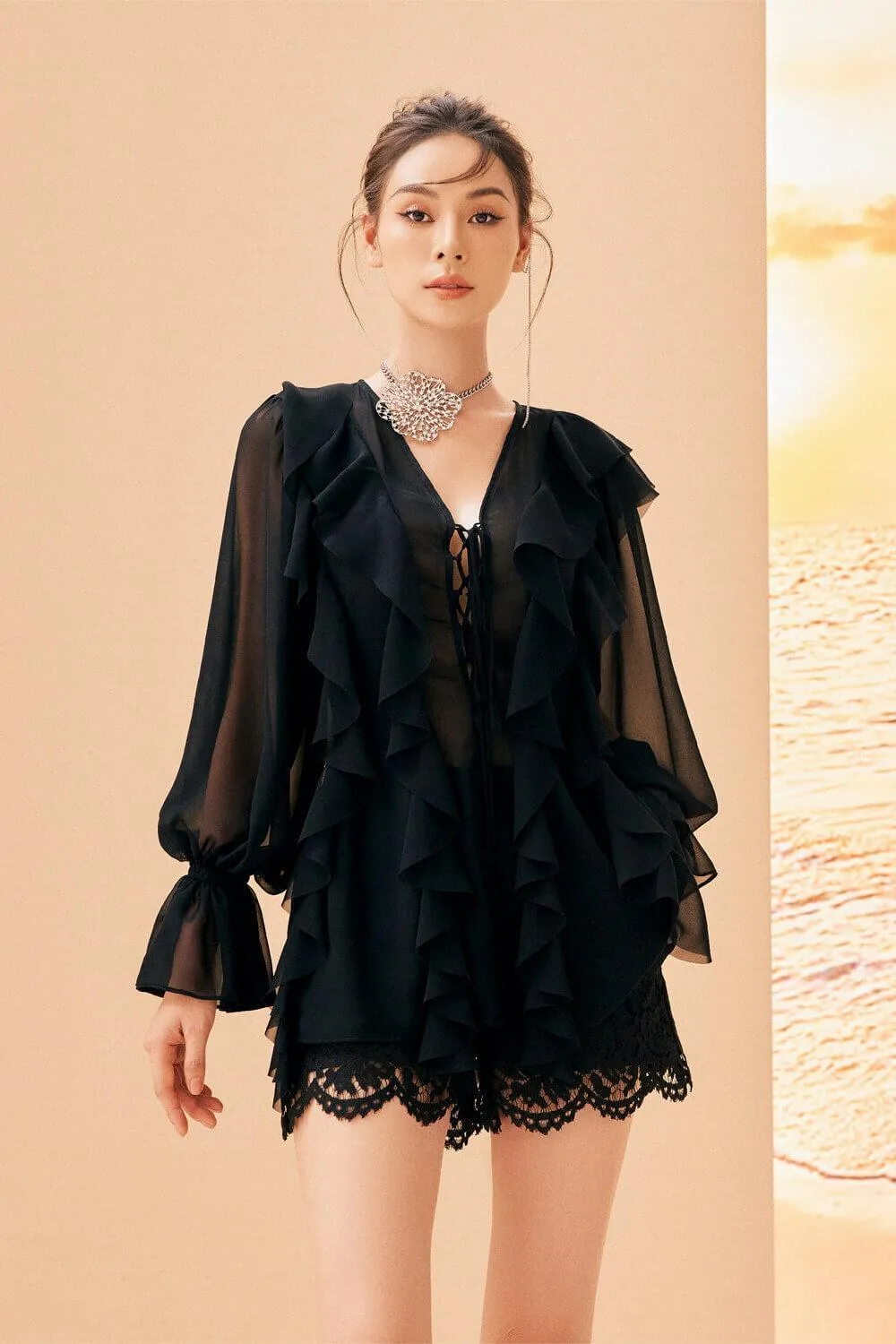 Amelia Layered Ruffled Chiffon Shirt