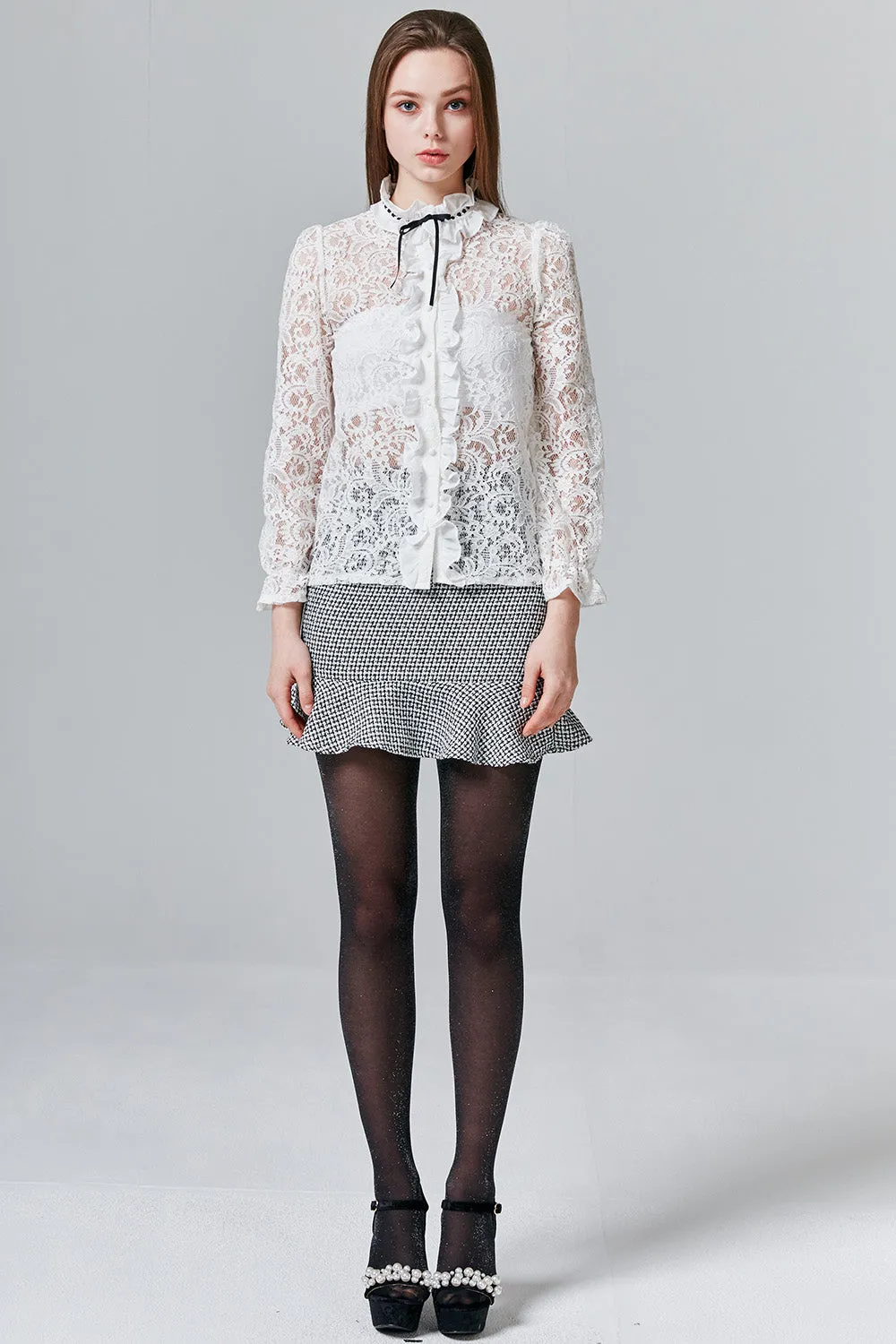 Amelia Ruffle-trimmed Lace Blouse