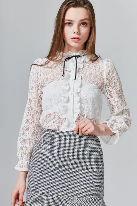 Amelia Ruffle-trimmed Lace Blouse