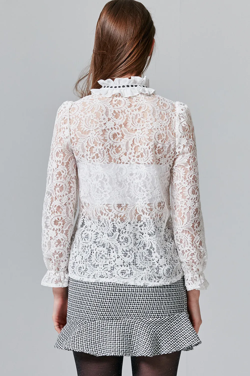 Amelia Ruffle-trimmed Lace Blouse