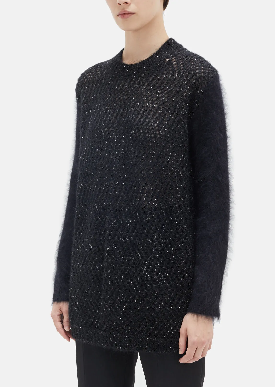 Angora Mohair Netted Mesh Sweater