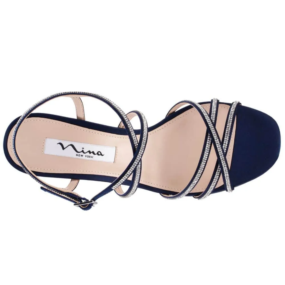 Anna Heel in Navy Satin