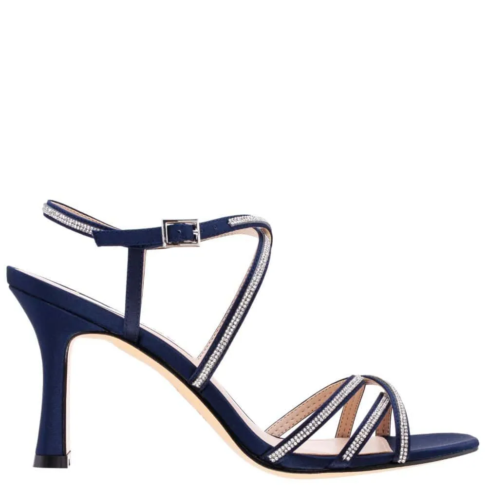 Anna Heel in Navy Satin