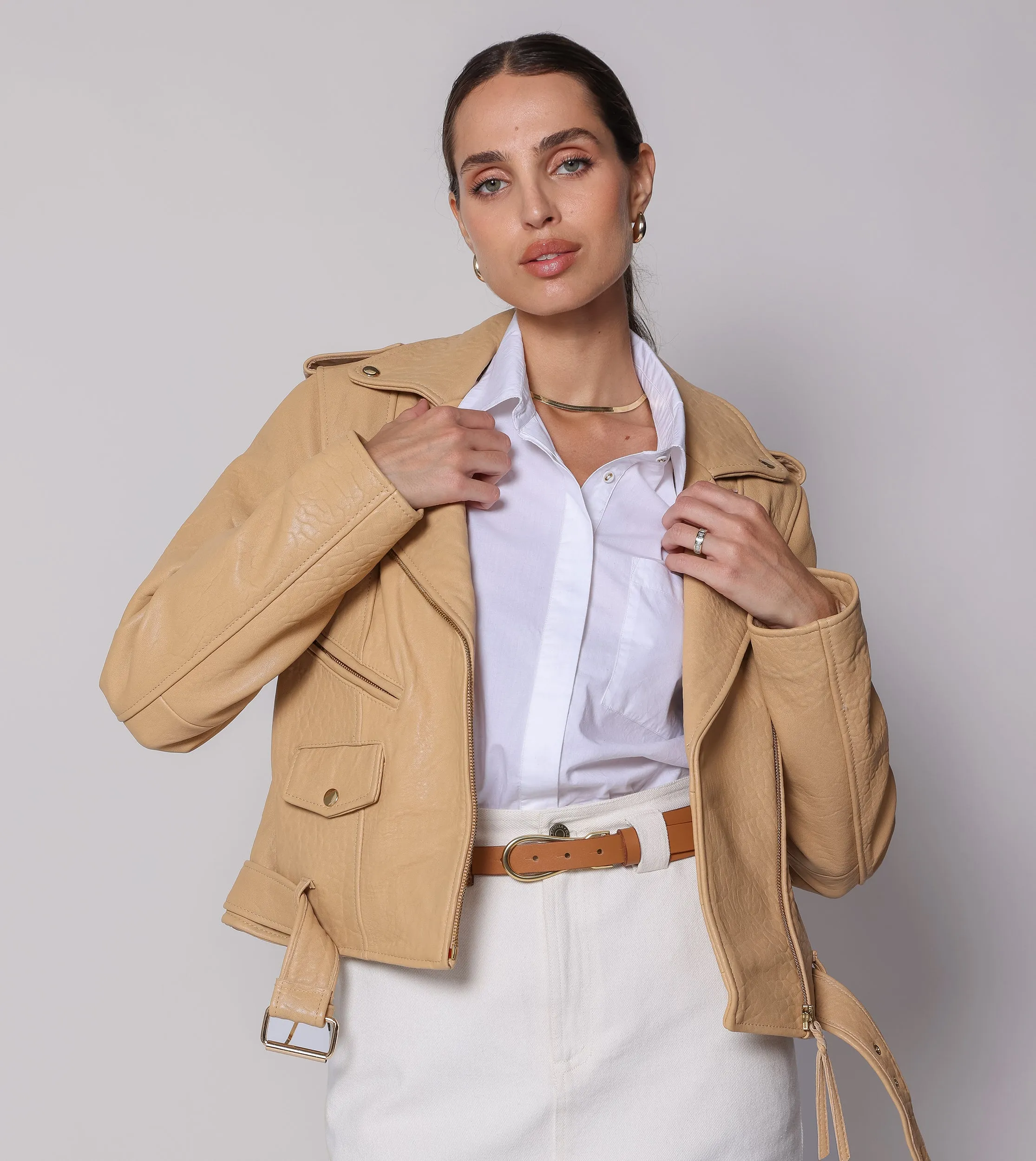 Asher Leather Jacket | Tan