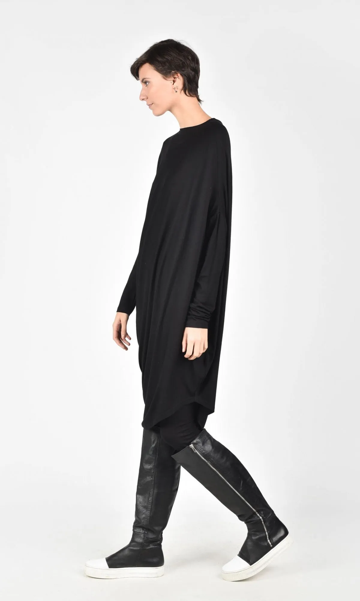 Asymmetric Long Sleeves Tunic Dress