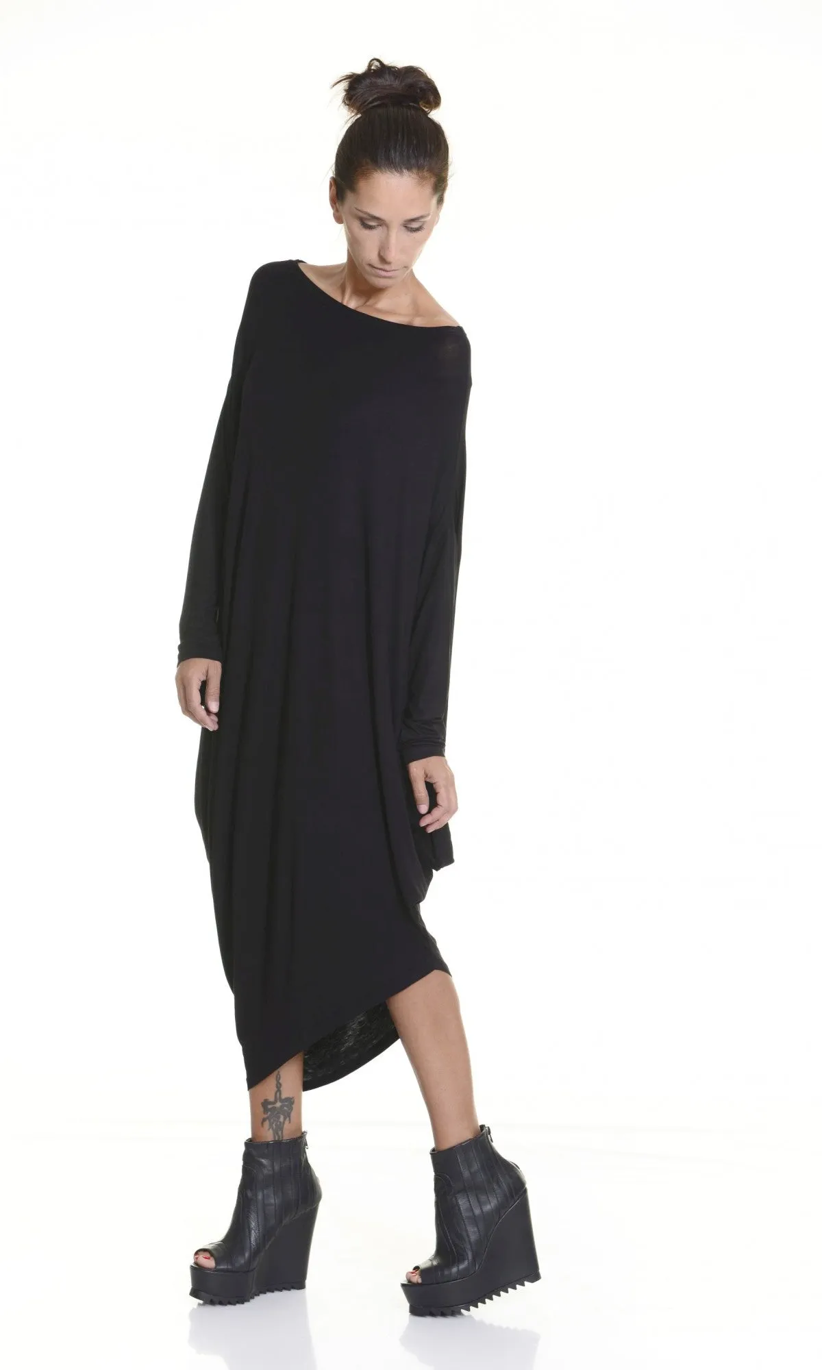 Asymmetric Long Sleeves Tunic Dress