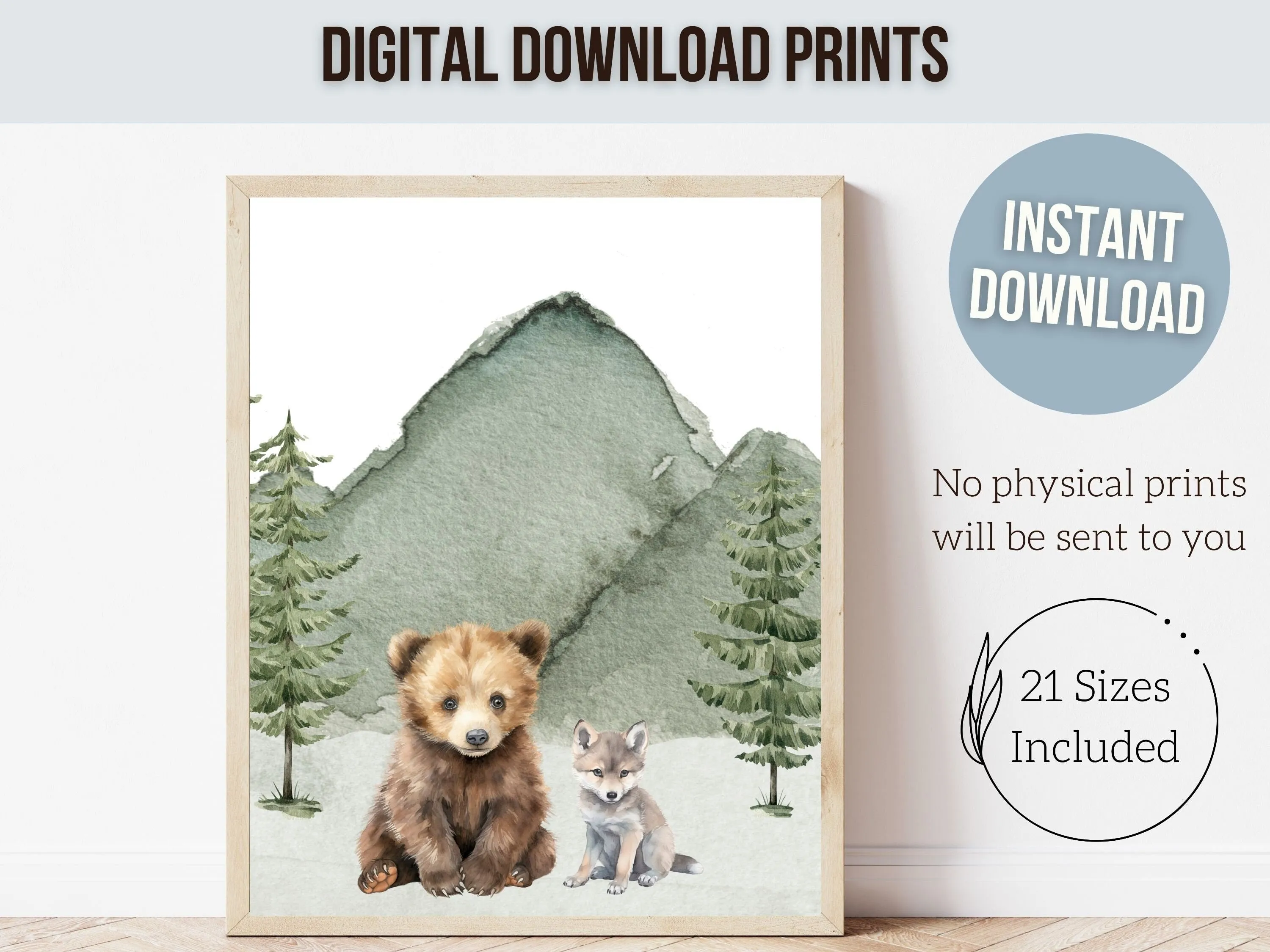 Baby Woodland Animal Nursery Prints