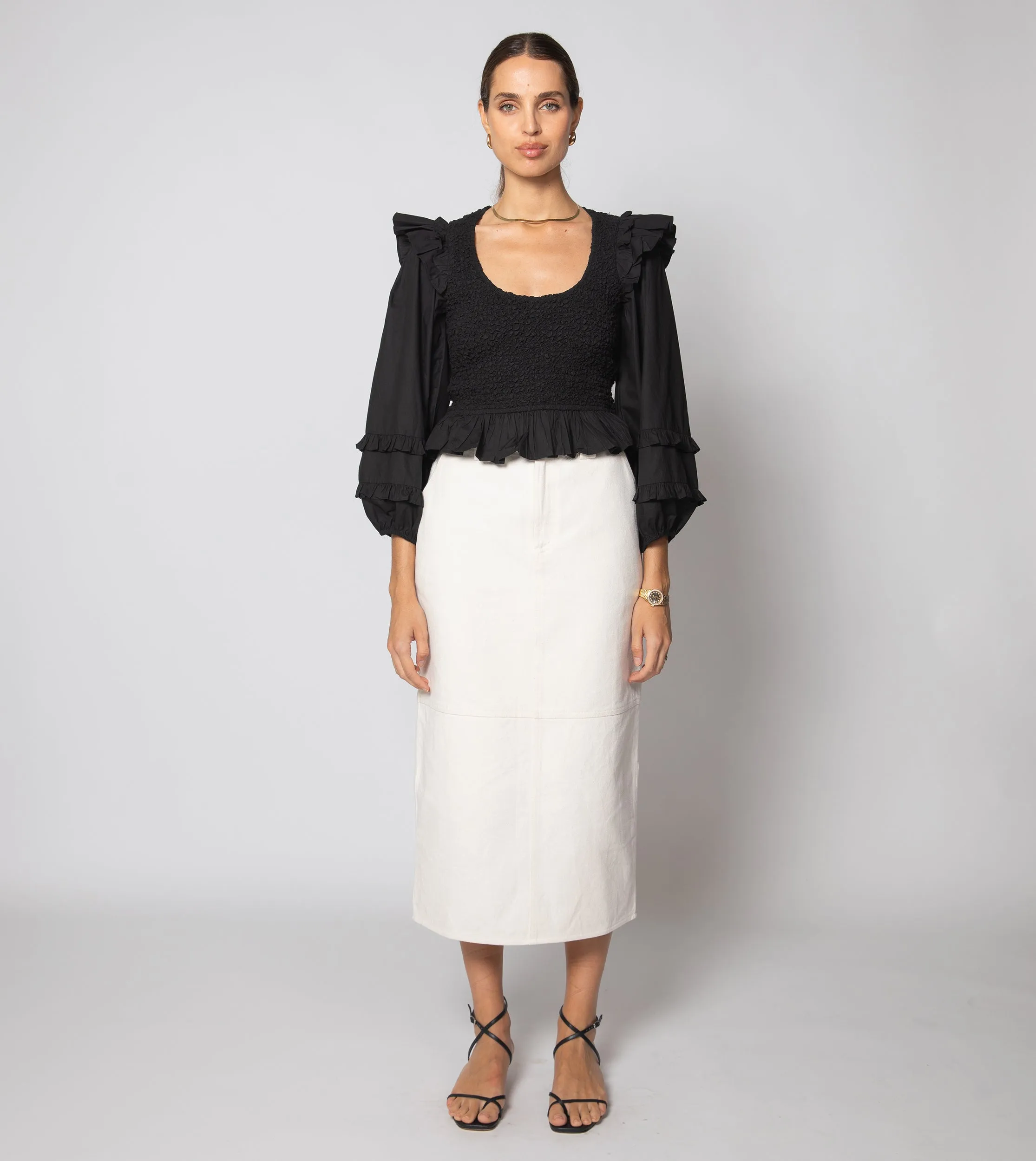 Backus Midi Skirt | Dark Ivory