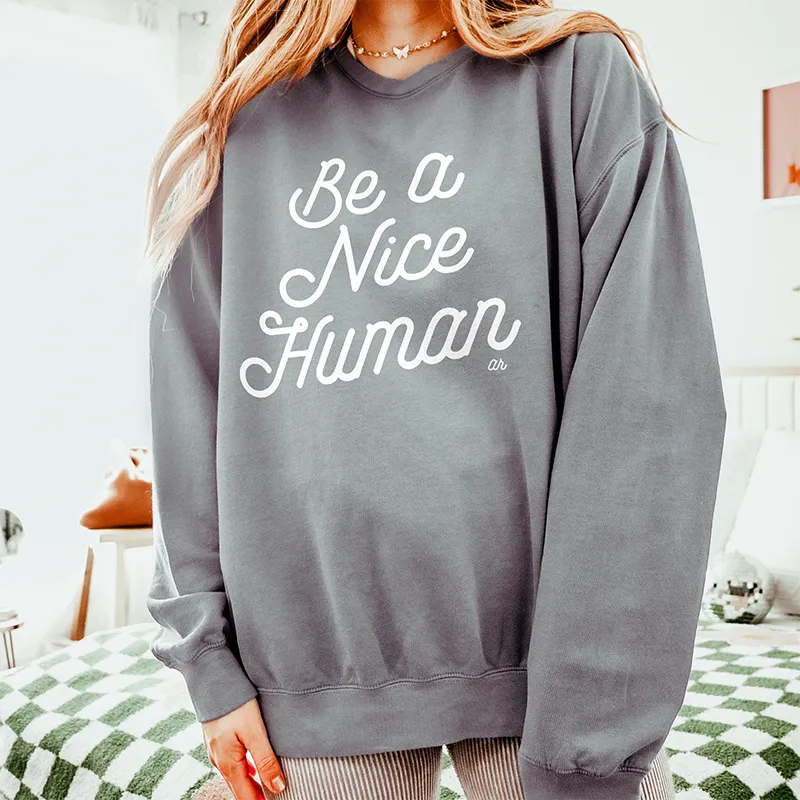 Be A Nice Human Retro Fleece Sweatshirt (Wholesale)