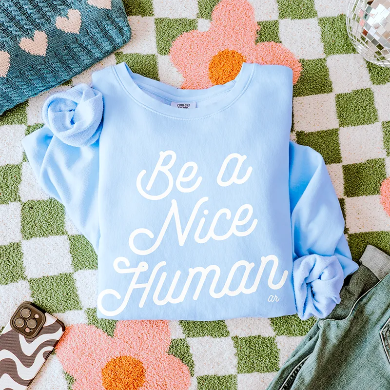 Be A Nice Human Retro Fleece Sweatshirt (Wholesale)