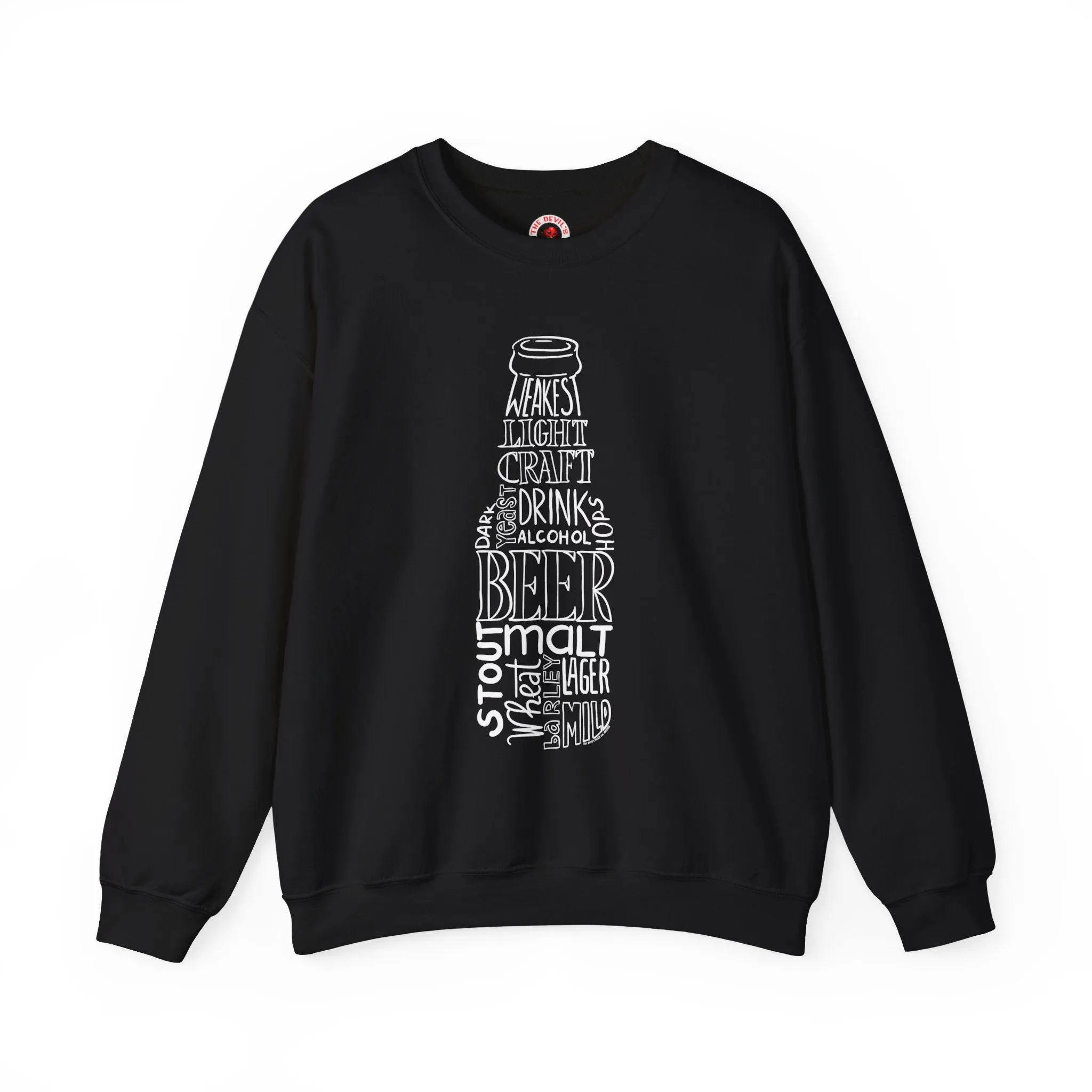 Beer Bottle of Words Crewneck Sweatshirt