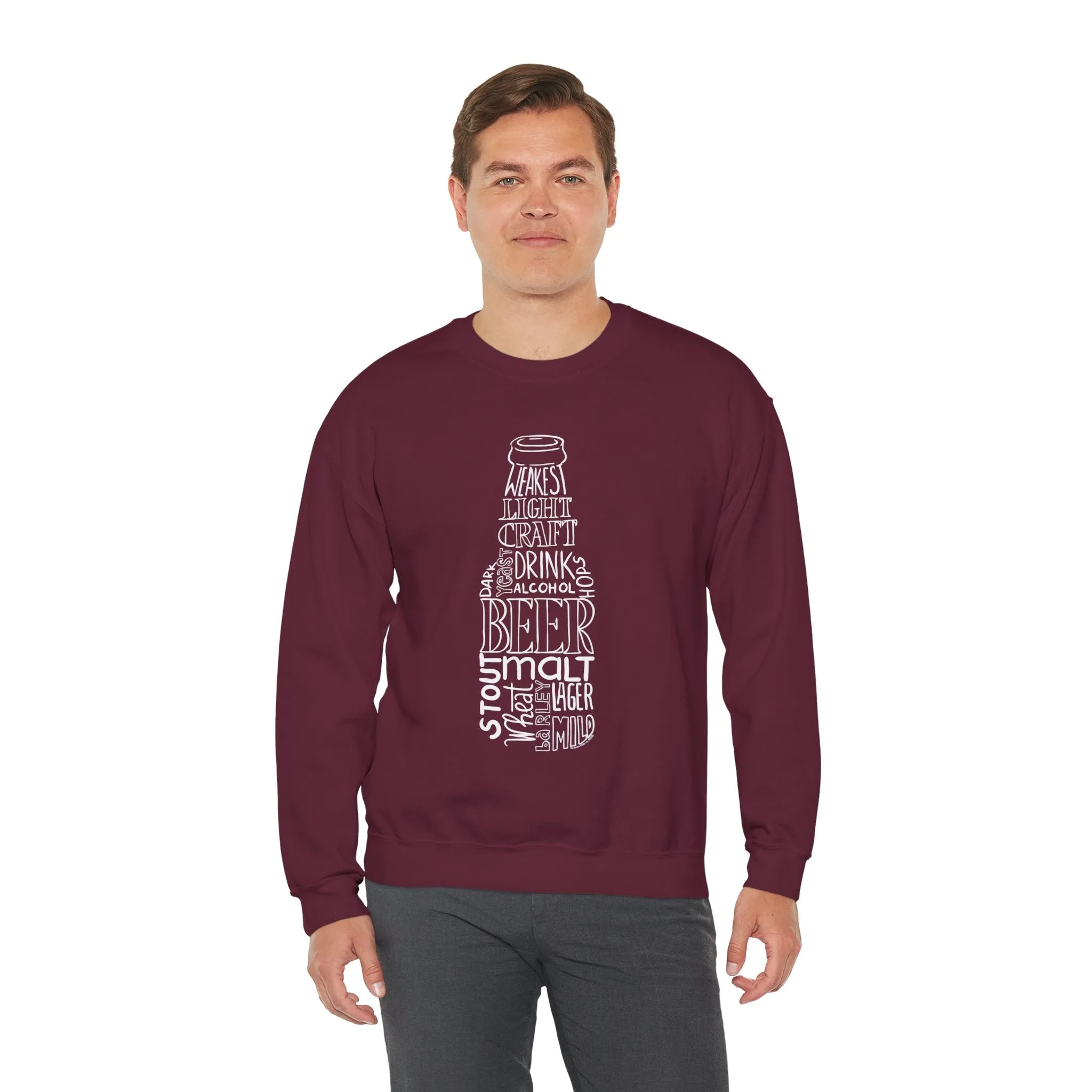 Beer Bottle of Words Crewneck Sweatshirt