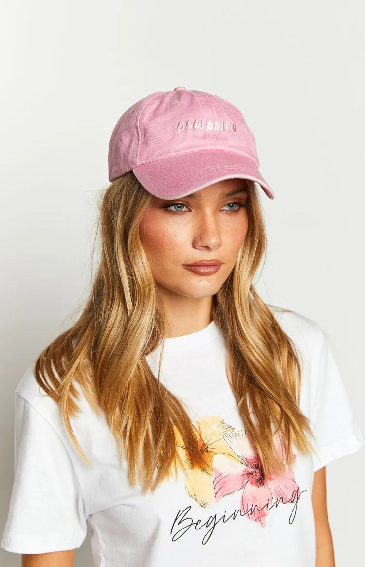 Beginning Boutique Pink Washed Cap