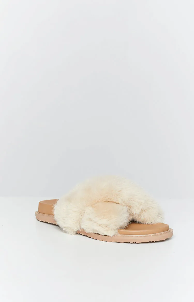 Billini Rafi Fawn Faux Fur Slide