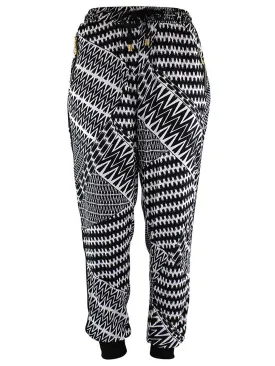 Black & White Geo Chevron Print Jogger Pants Size Medium