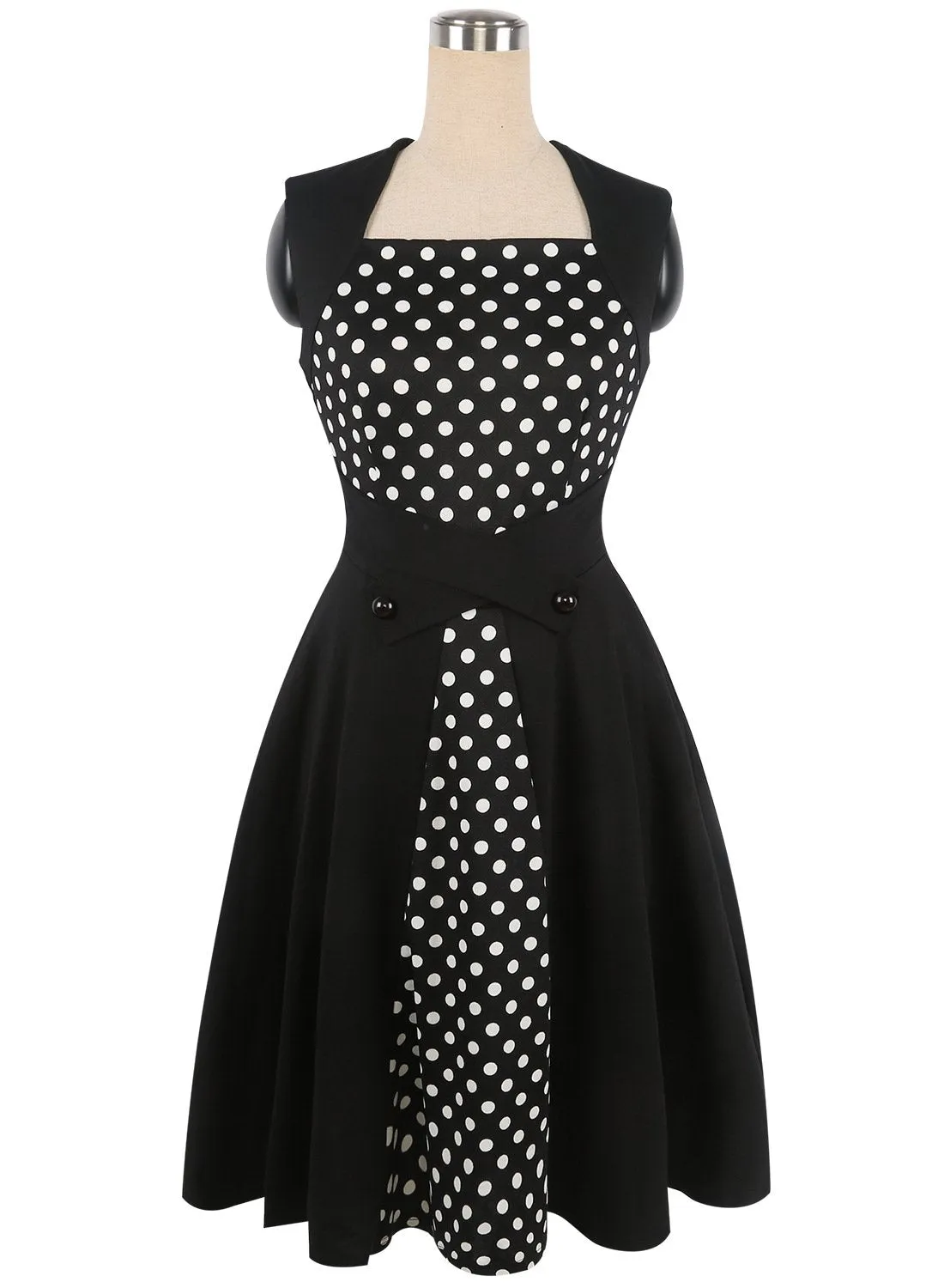 Black & White Polka Dot Contrast Dress