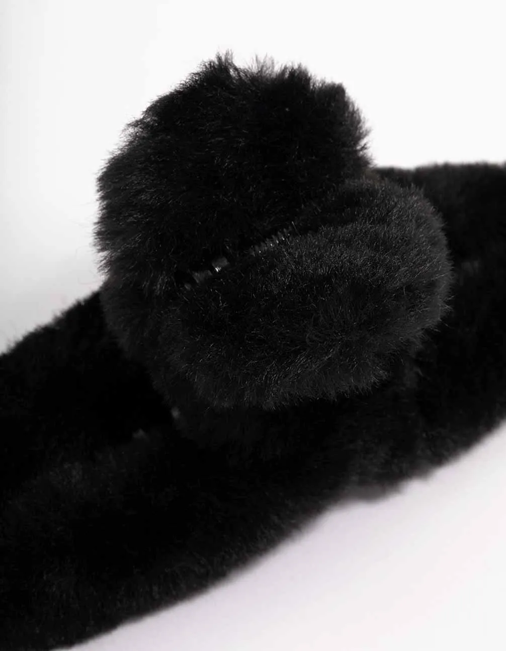 Black Faux Fur Hair Claw Clip