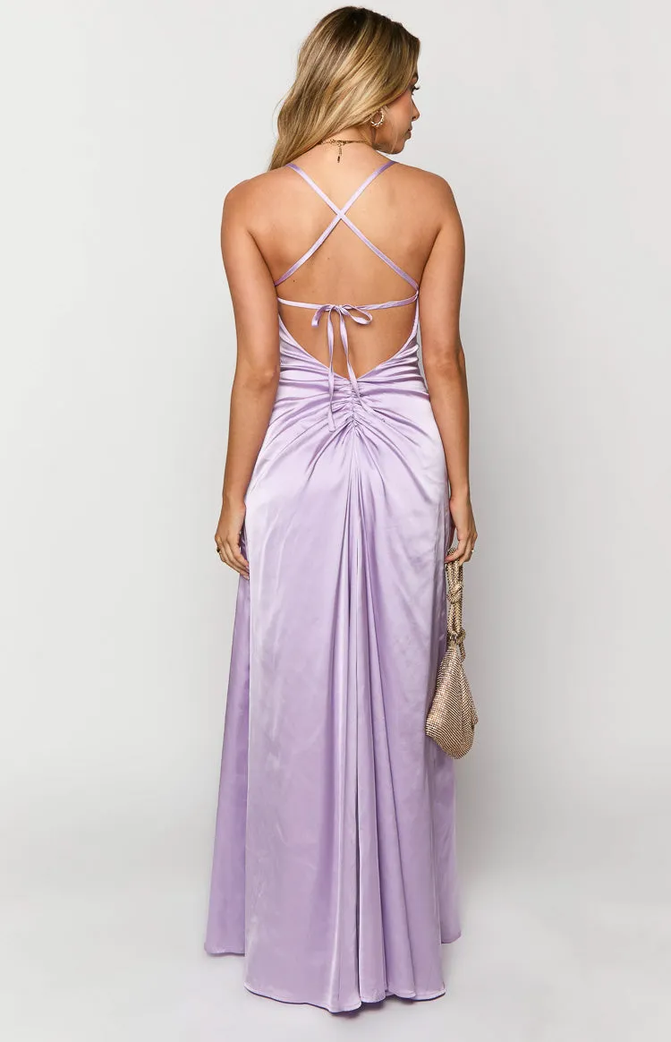 Blaise Lilac Satin Maxi Dress