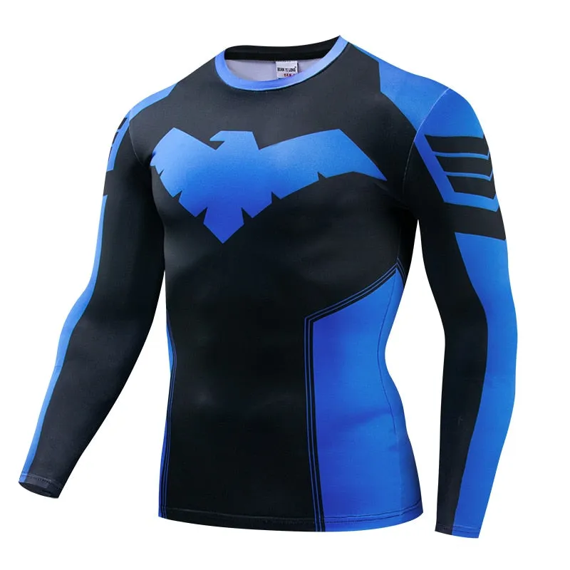 Blue NIGHTWING Long Sleeve Compression Shirt